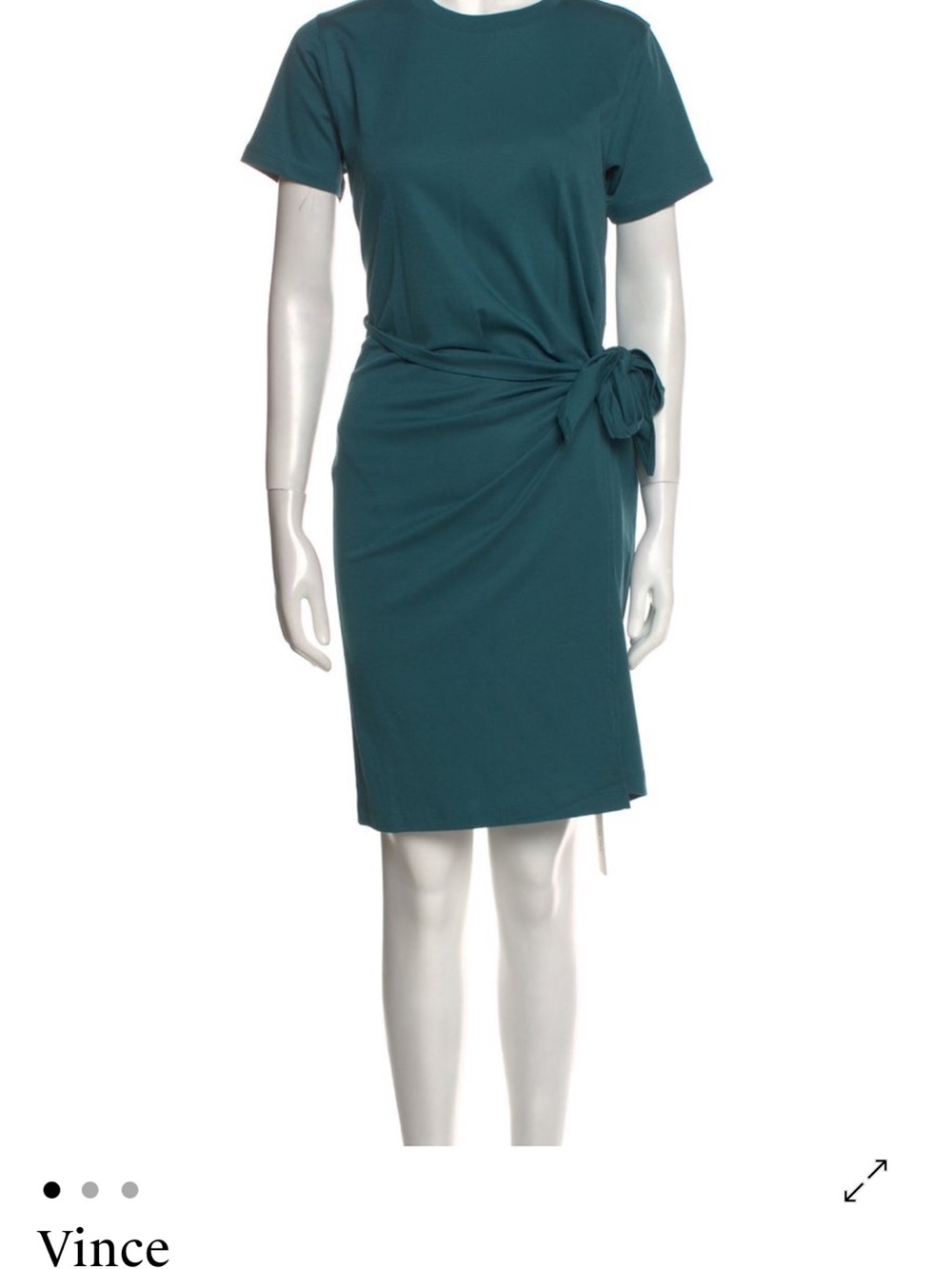 Vince Teal Knot-Side Short Sleeve Midi Dress